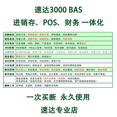 进销存财务软件利润报表会计企业代理记账凭证速达3000bas基础版